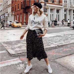 H&M Cream A Paris Graphic Sweatshirt with Button Shoulder Detail